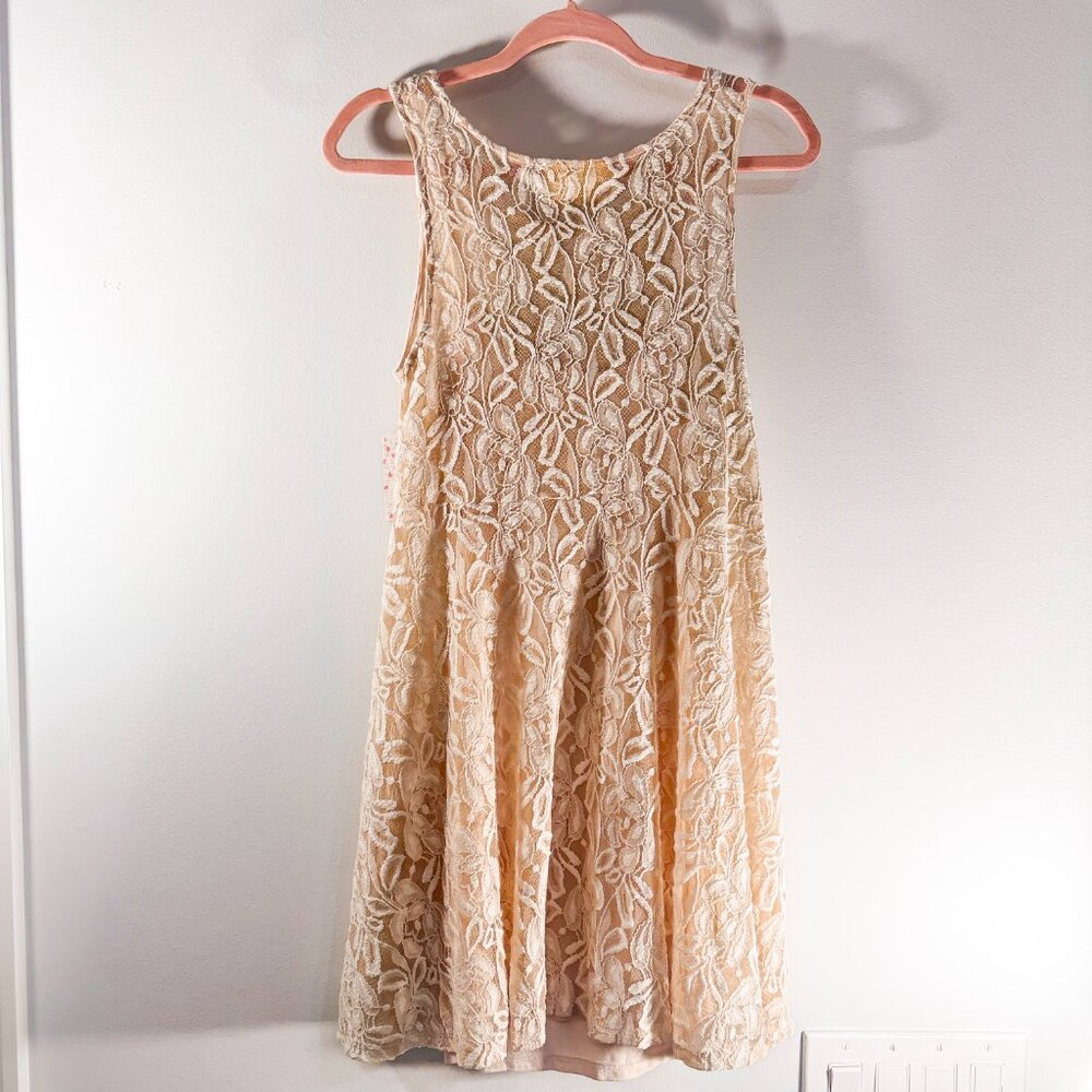 NWT Free People Miles of Lace Mini Tank Dress in Ivory/Alabaster Women's Size S - Picture 4 of 11